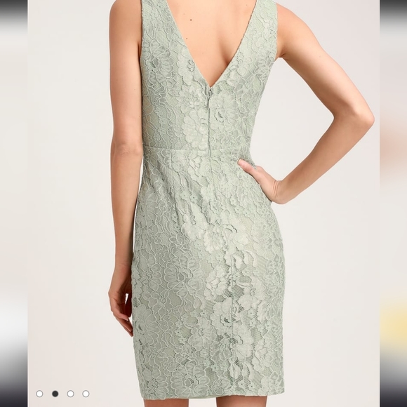 NWT XS ✨️ LULU'S Normani Sage Green Lace Sleeveless Dress - Picture 2 of 7